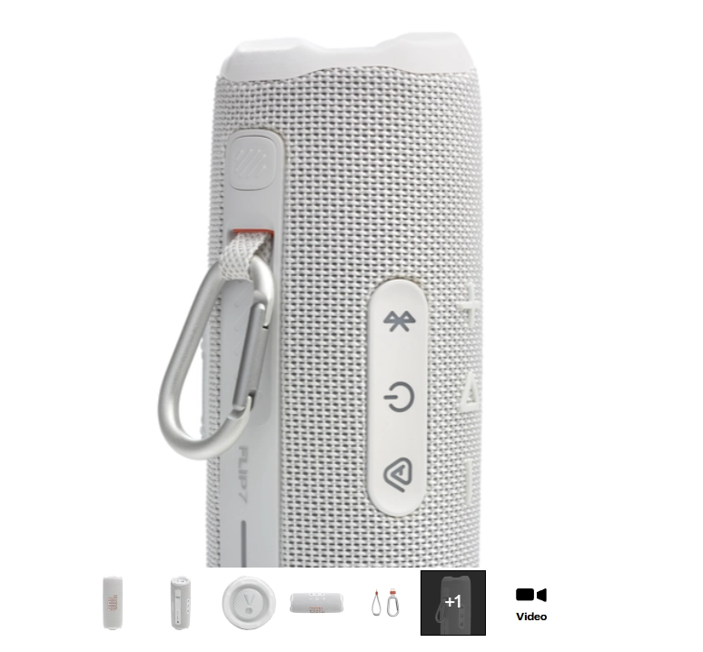 مكبر صوت محمول JBL Flip 7 باللون الأبيض (JBLFLIP7WHT)