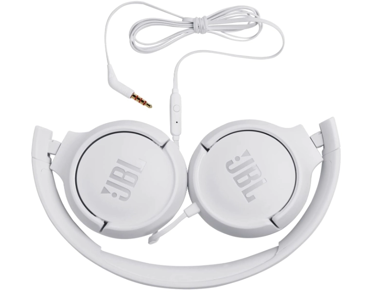 JBL T500 Wired On-Ear Headphones,white