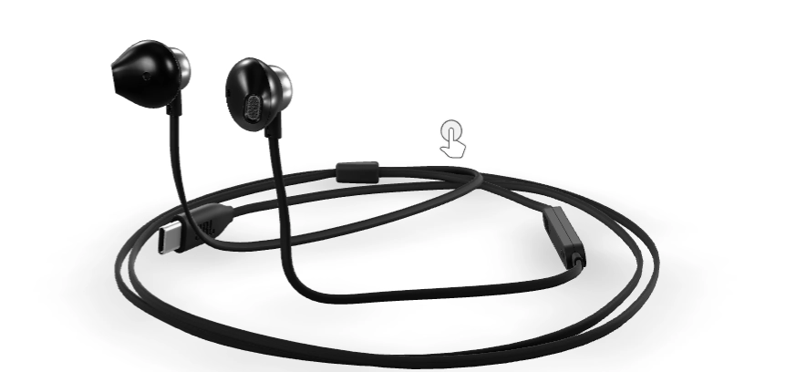 سماعات أذن سلكية داخل الأذن JBL T305C باللون الأسود