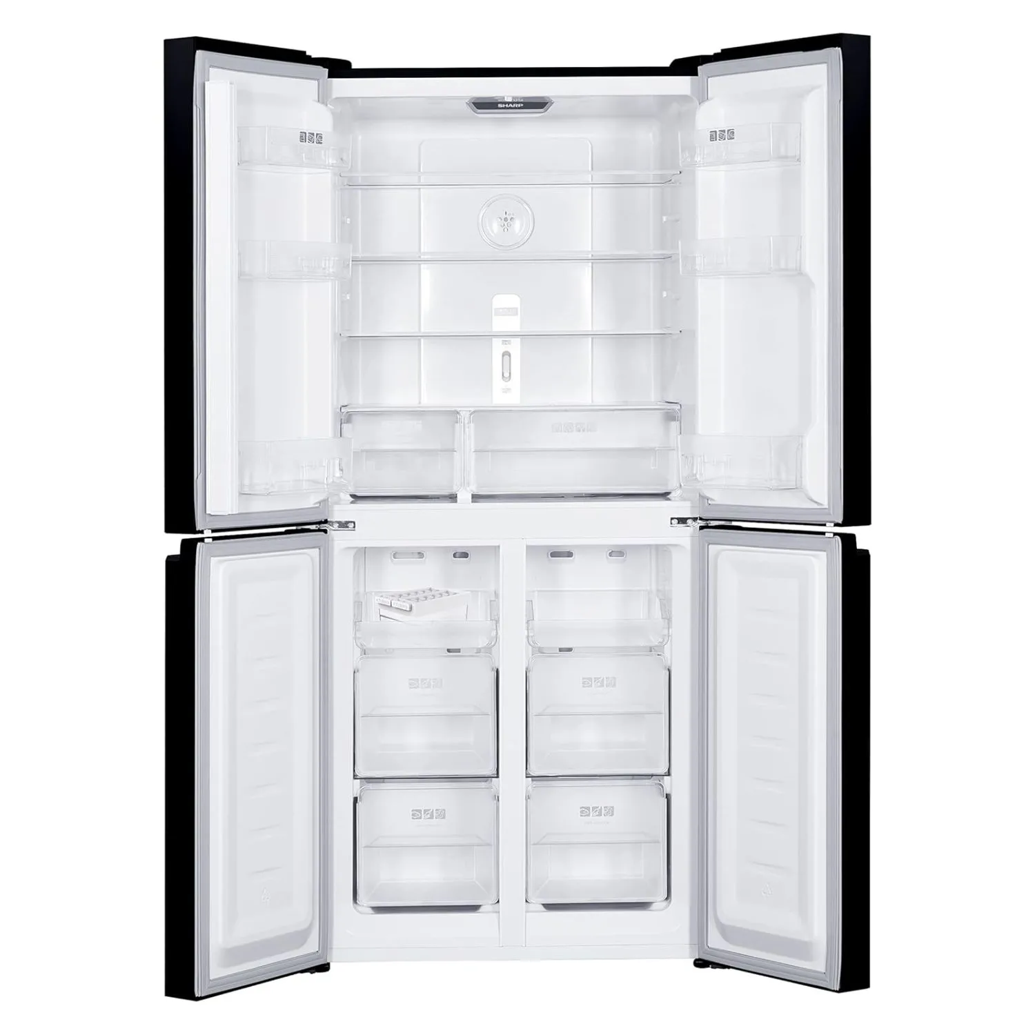 ثلاجة شارب 4 أبواب سعة 560 لتر إنفرتر زجاج أسود