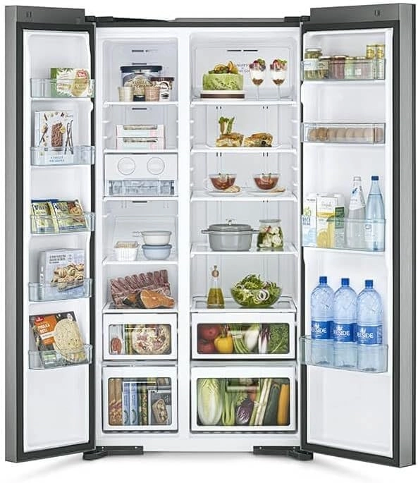 ثلاجة هيتاشي Side-by-Side سعة 700L زجاج فضي (RSX700GPUK04GS)