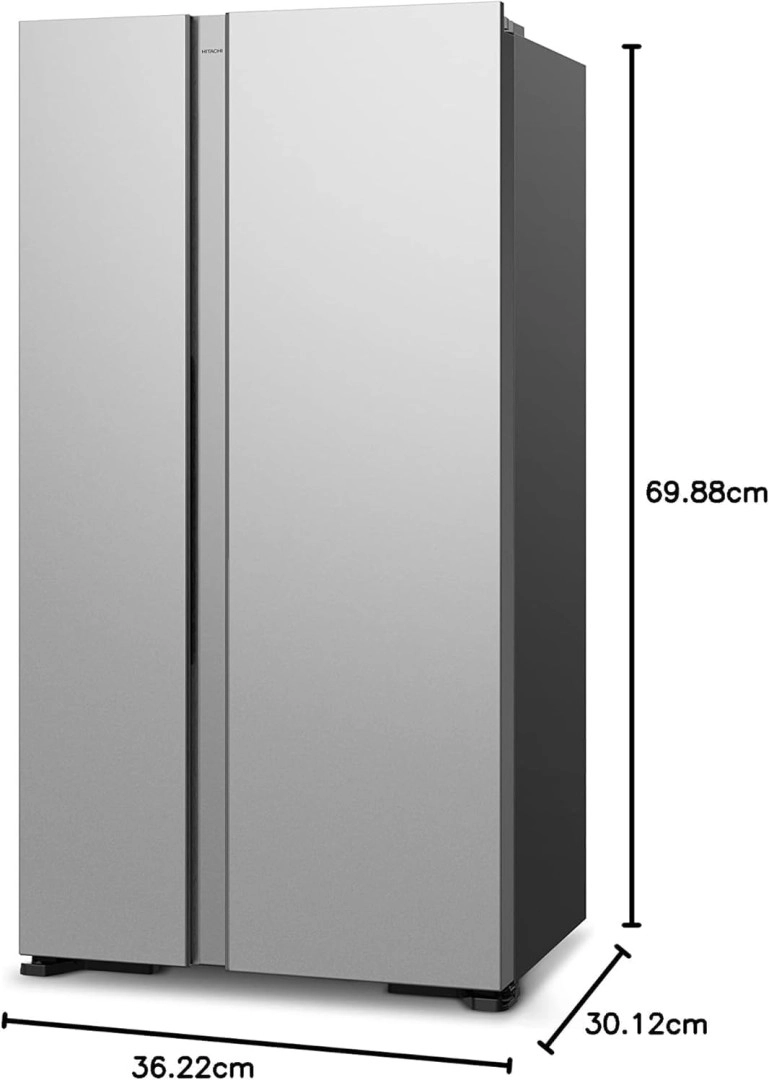 ثلاجة هيتاشي Side-by-Side سعة 700L زجاج فضي (RSX700GPUK04GS)