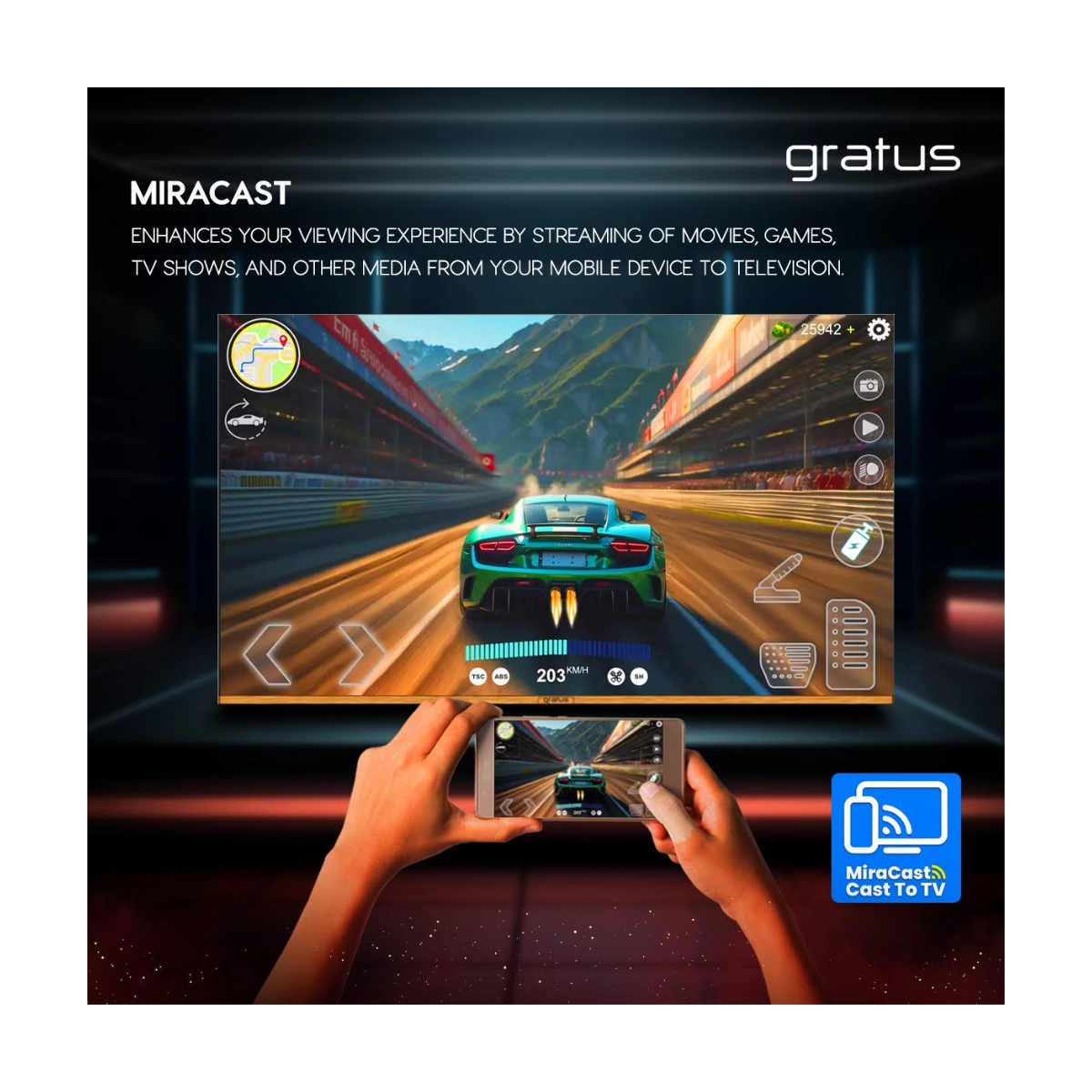 Gratus 70 inch 4K QLED WebOS Smart TV ThinQ AI Dolby Audio (LT70QW4K24H)