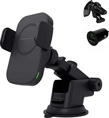 Powerology Fast-Wireless Universal Magsafe Mount 7.5W/15W Automatic Grip And Touch Release