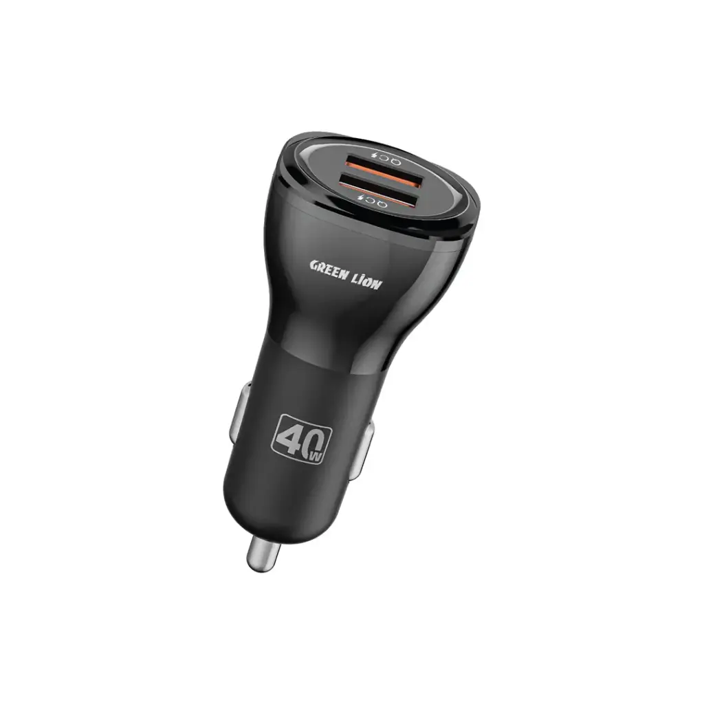 Green Lion Dual QC3.0 Car Charger 40W (QC 20W*2) With USB-A to USB-C Cable 1M