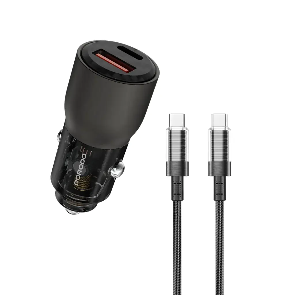 Прозрачное автомобильное зарядное устройство Porodo 95W USB-C