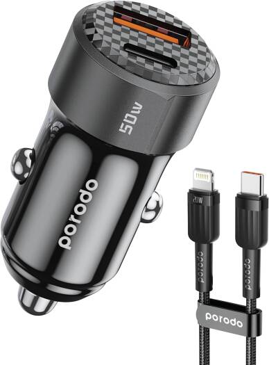 شاحن سيارة Porodo 50W Type-C to Type-C