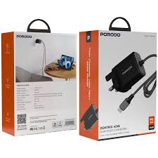 Porodo شاحن ZENTRIX GaN 45W مع كابل USB-C مضفّر 1.5م
