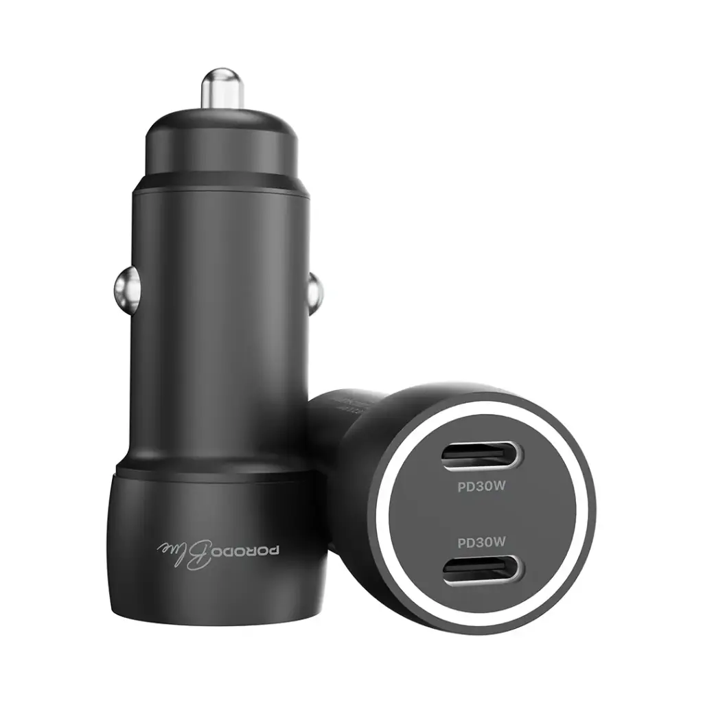 بورودو بلو RIVA شاحن سيارة 60 واط منفذين USB-C مع كابل USB-C (PBCCR50CBK)