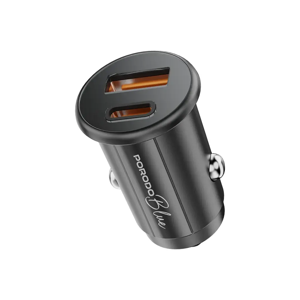 بورودو بلو شاحن سيارة منفذين 30 واط مع كابل USB-C (PB-FWCH037-BK-C)