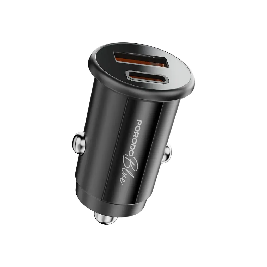 بورودو بلو شاحن سيارة منفذين 30 واط مع كابل USB-C إلى لايتنينغ (PB-FWCH037-BK-L)