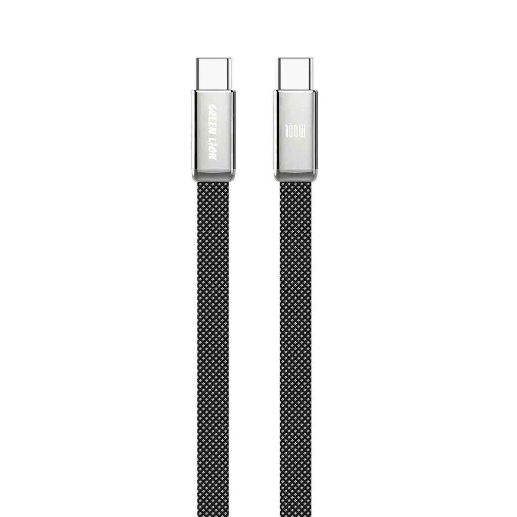 كابل Green Lion Ultra-Thin مضفر بطول 1 متر USB-C إلى USB-C 100 واط