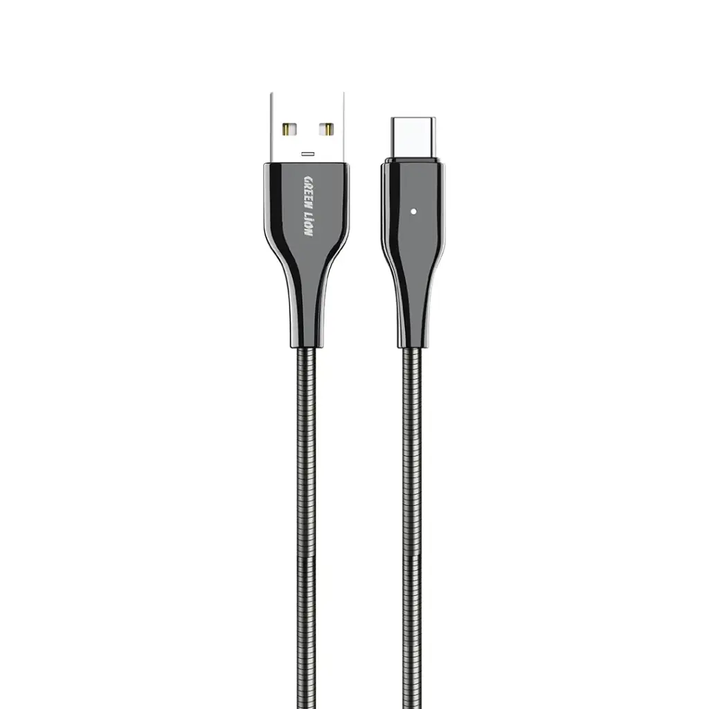 كابل Metal Spring Hose Green Lion USB-A إلى USB-C 18 واط 1 متر