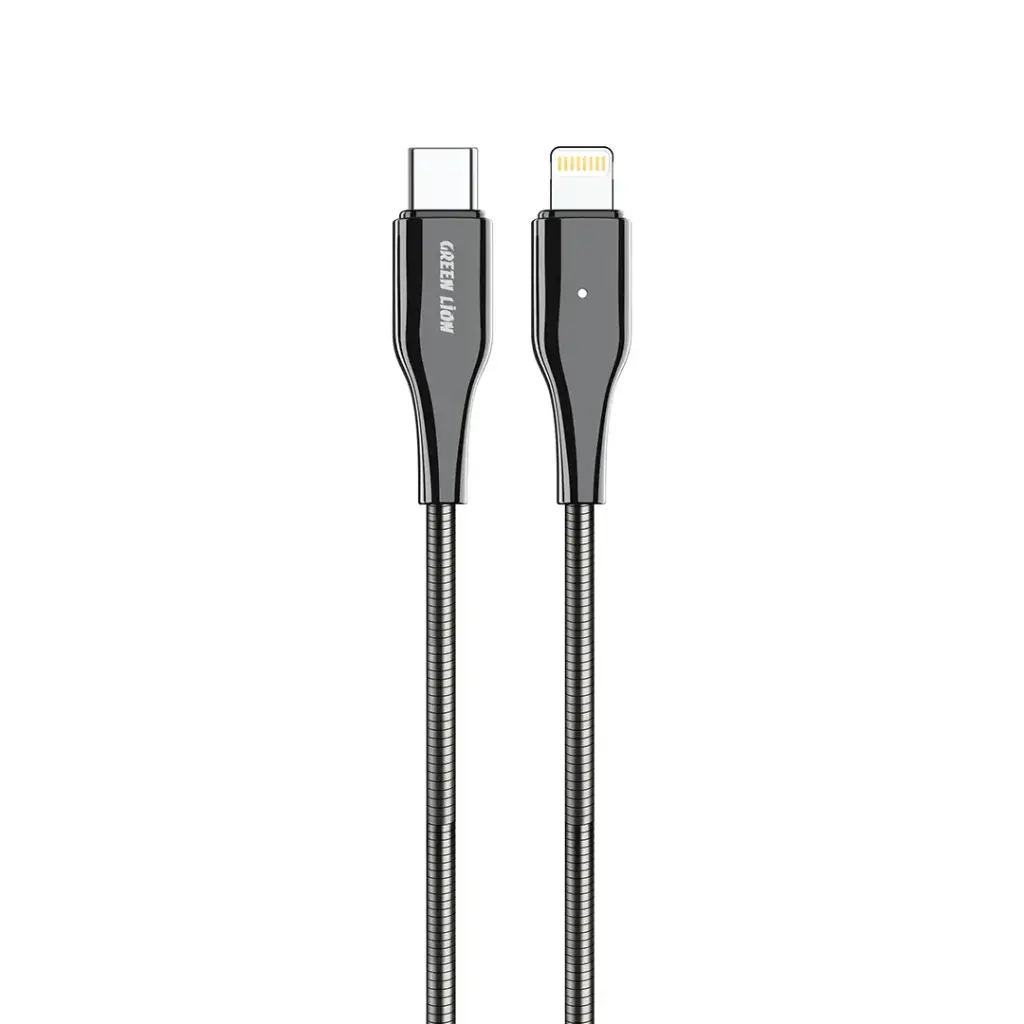 كابل Metal Spring Hose Green Lion USB-C إلى Lightning 30 واط 1 متر