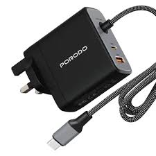 Porodo كابل USB-C إلى USB-C جلدي بإضاءة LED بقدرة 100W للشحن ونقل البيانات