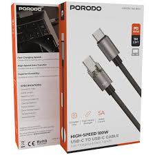 Porodo كابل USB-C إلى USB-C عالي السرعة 100W