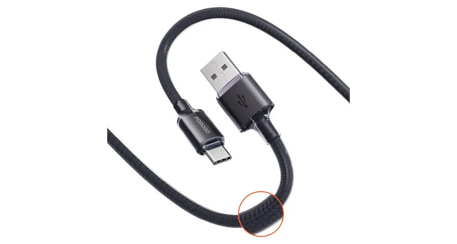 Porodo كابل USB-A إلى USB-C مضفّر