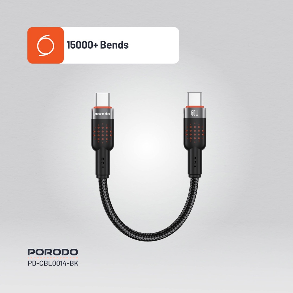 Porodo كابل USB-C إلى USB-C مضفّر