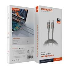 Porodo كابل مضفّر Type-C إلى Type-C بقدرة 60W