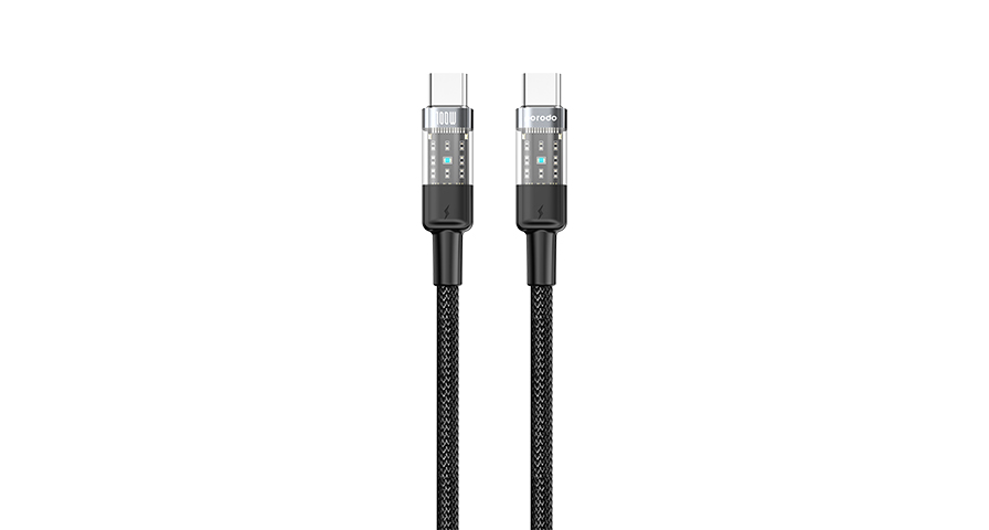 Porodo كابل USB-C مضفّر شفاف إلى USB-C بطول 1.2م
