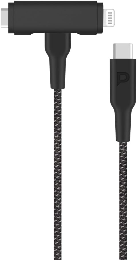 كابل Powerology USB-C مضفر + Lightning بيانات وشحن سريع 1.2م