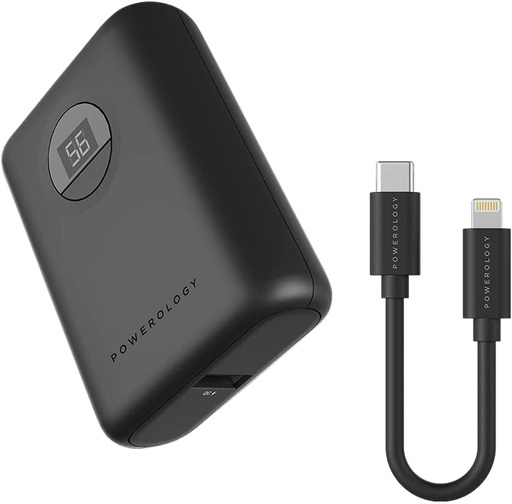باورولوجي 10000mAh فائق الصغر PD خرج مزدوج مع كابل USB-C