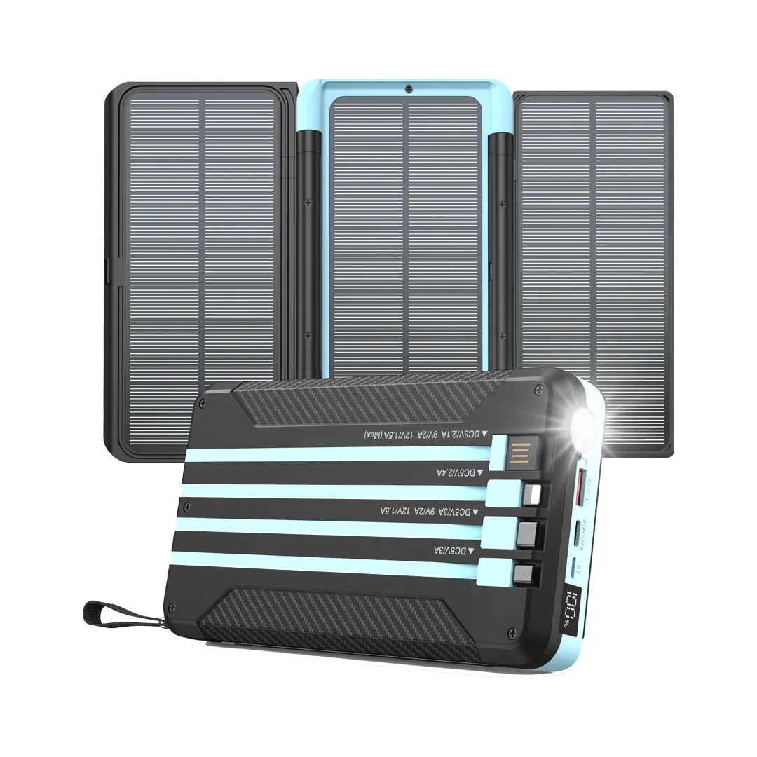 باورولوجي 16000mAh شمسي متعدد الكابلات بنك طاقة