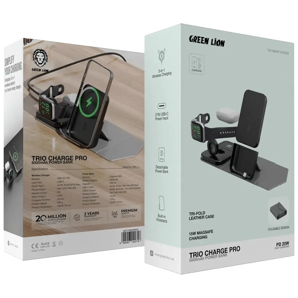 Green Lion Trio Charge Pro Внешний аккумулятор 5000mAh PD 20W