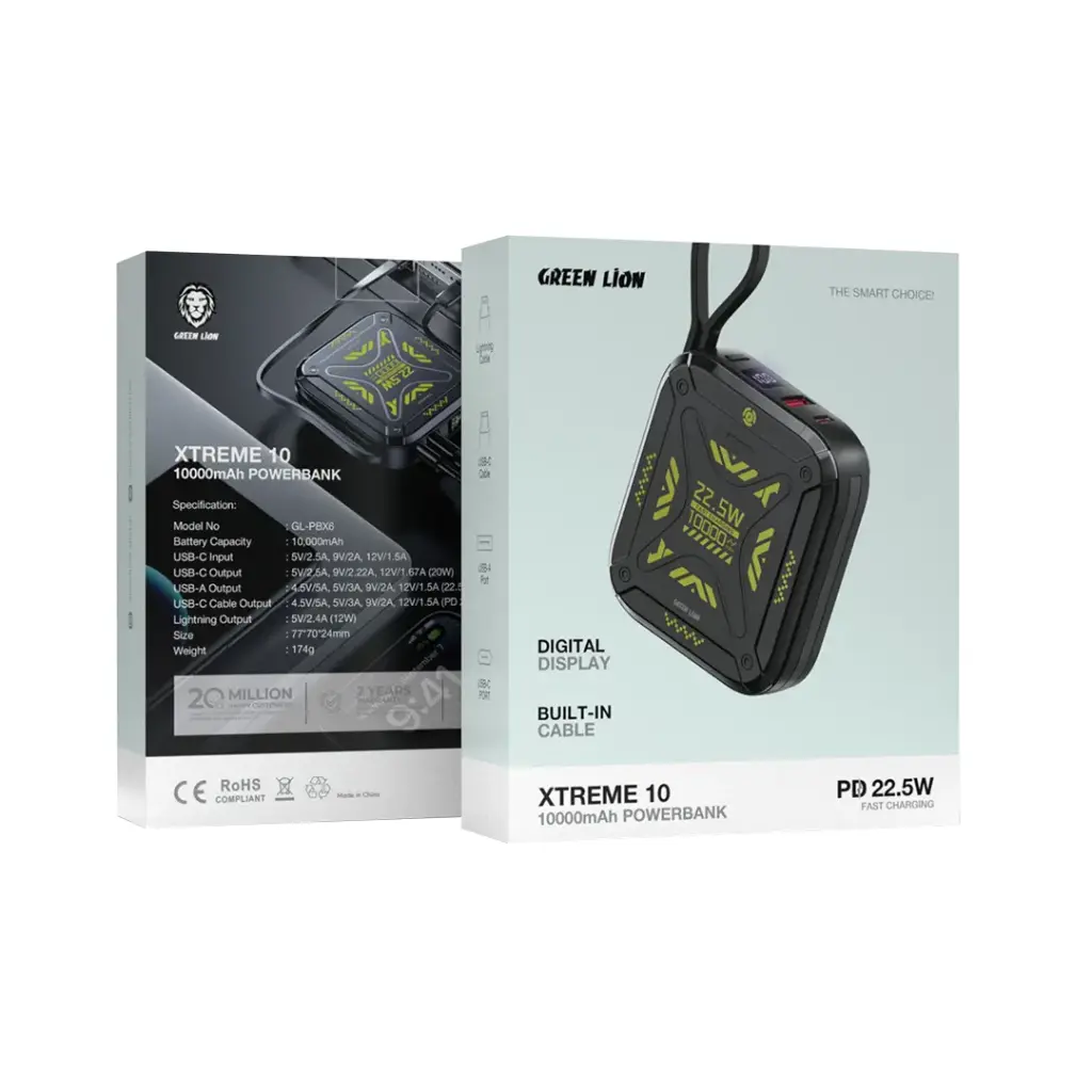 Green Lion Xtreme 10 Внешний аккумулятор 10000mAh PD 22.5W