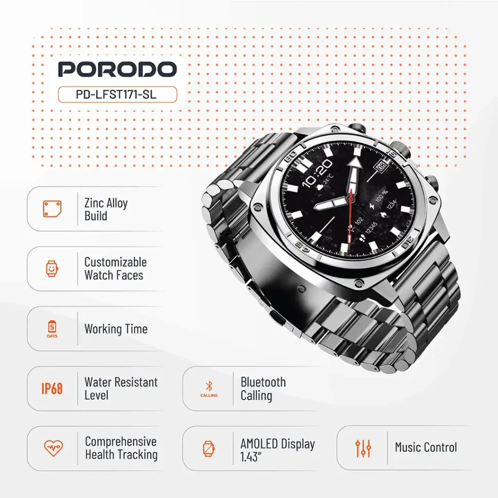 ساعات ذكية Porodo Chrono Steel