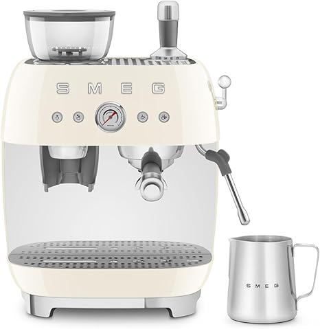 Smeg Espresso Coffee Machine with Grinder Cream (EGF03CRUK)