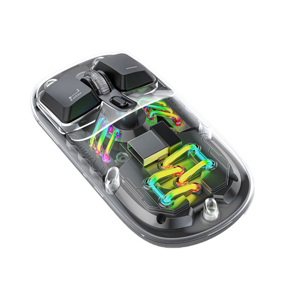 Porodo Transparent Dual Mode Wireless Mouse RGB