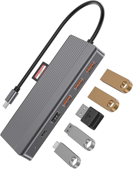 Powerology 13-in-1 dual HDMI & DP 4K USB-C hub Ethernet 10Gbps